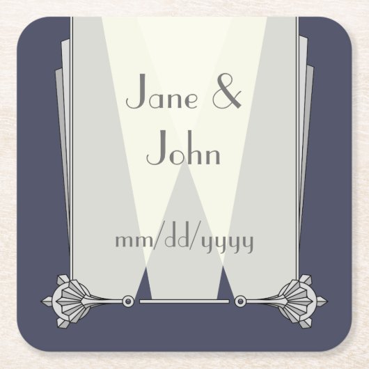 Swanky Art Deco in Blauw Papier Onderzetter (Voorkant)