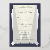 Swanky Art Deco in Blauwe Folie Uitnodiging (Voorkant)