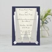 Swanky Art Deco in Blauwe Folie Uitnodiging (Staand Voorkant)