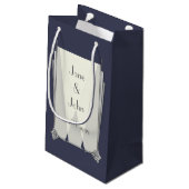 Swanky Art Deco in Blauwe Gift Bag Klein Cadeauzakje (Achterkant Gekanteld)