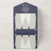 Swanky Art Deco in Blue All In One Uitnodiging (Buitenkant)