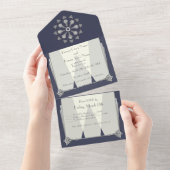 Swanky Art Deco in Blue All In One Uitnodiging (Afscheurbaar)