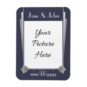 Swanky Art Deco in Blue Save-the-Date Magnet Magneet