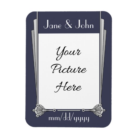 Swanky Art Deco in Blue Save-the-Date Magnet Magneet (Verticaal)