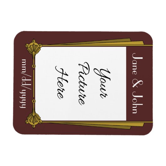 Swanky Art Deco in Red Save-the-Date Magnet Magneet (Horizontaal)
