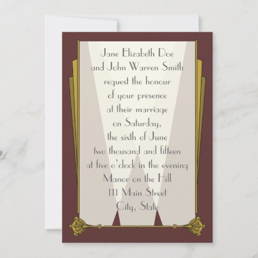Swanky Art Deco in Red Wedding Invitation Kaart (Voorkant)