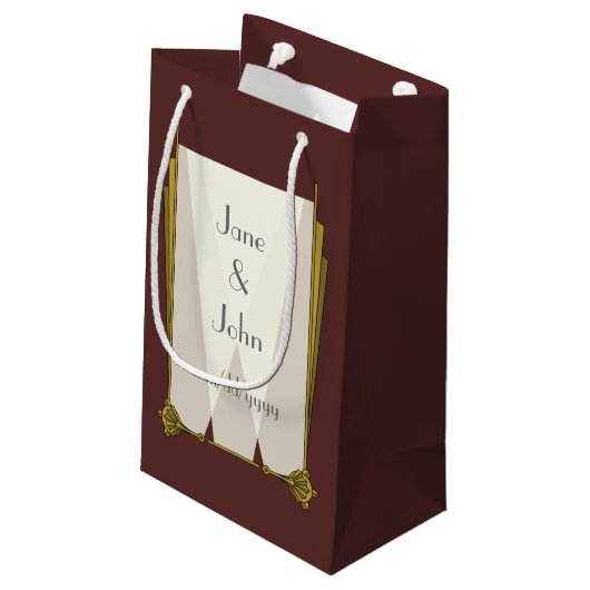 Swanky Art Deco in rode geschenkzak Klein Cadeauzakje (Achterkant Gekanteld)