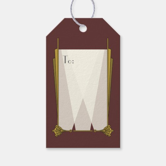 Swanky Art Deco in rood cadeau Label Cadeaulabel (Voorkant)