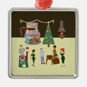 Swanky  Cartoon Holiday Party Art Metalen Ornament