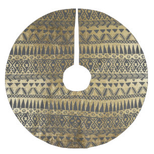 Swanky Faux Gold en Black Hand Drawn Aztec Kerstboom Rok