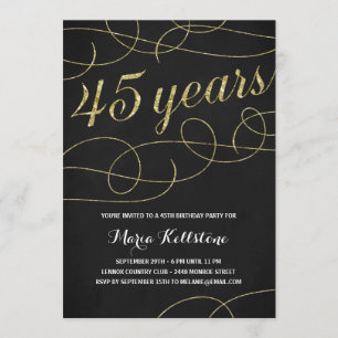 Swanky Faux Gold Foil 45th Birthday Party Kaart