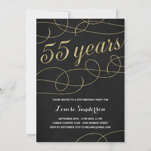 Swanky Faux Gold Foil 55e verjaardagsfeestje Kaart (Voorkant)