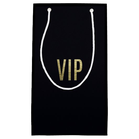 Swanky Faux Gold Leaf Foil "VIP" Typografie Klein Cadeauzakje (Voorkant)