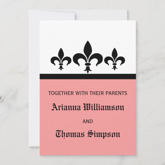 Swanky Fleur De Lis Invite, Roze Kaart (Voorkant)