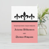 Swanky Fleur De Lis Invite, Roze Kaart (Staand voorkant)