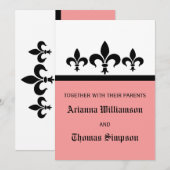 Swanky Fleur De Lis Invite, Roze Kaart (Voorkant / Achterkant)