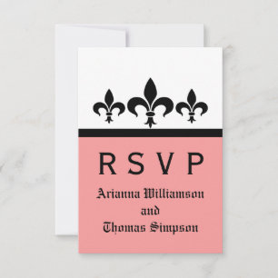 Swanky Fleur De Lis Response Kaart, Roze RSVP Kaartje