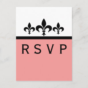 Swanky Fleur De Lis RSVP-kaart, roze Uitnodiging Briefkaart