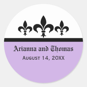 Swanky Fleur De Lis-Stickers, Lila Ronde Sticker
