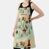 Swanky Holiday Party Retro Kunst Leuke Illustratie Schort (Insitu)