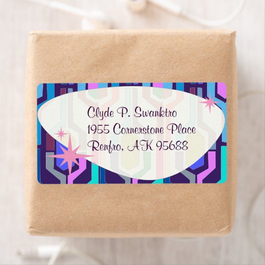 Swanky Pattern Fun Retro Luxe Art Design Etiket (Insitu)