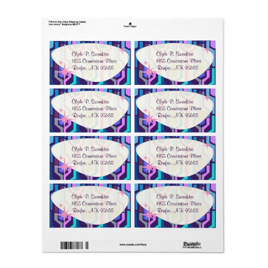 Swanky Pattern Fun Retro Luxe Art Design Etiket (Full Sheet)