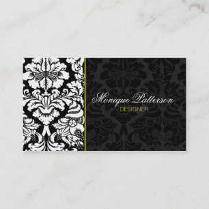 Swanky Sage #2 Black Damask Chic Visitekaartje