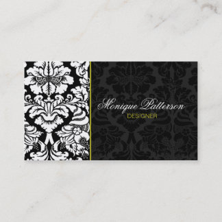 Swanky Sage #2 Black Damask Chic Visitekaartje