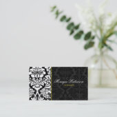 Swanky Sage #2 Black Damask Chic Visitekaartje (Staand voorkant)