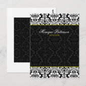 Swanky Sage Black Damask Chic Bow-kaart Briefkaart (Voorkant / Achterkant)