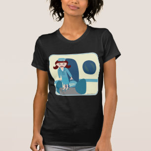 Swanky Sixties Stewardess donker T-shirt