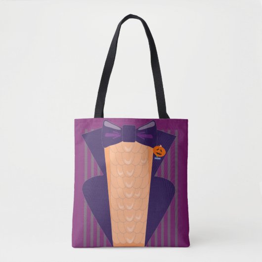 Swanky Spooky Funny Halloween Tuxedo Design Tote Bag (Voorkant)