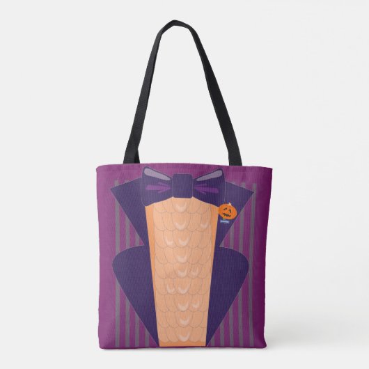 Swanky Spooky Funny Halloween Tuxedo Design Tote Bag (Achterkant)