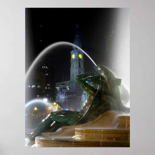 Swann Fountain met City Hall Print (Voorkant)