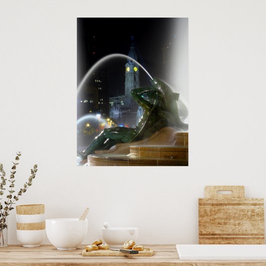 Swann Fountain met City Hall Print (Keuken)