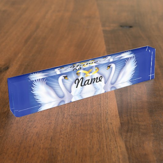 Swan's bruiloft naambordje (Zijkant)