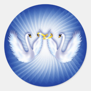 Swan's bruiloft ronde sticker
