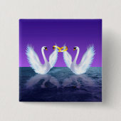 Swan's bruiloft vierkante button 5,1 cm (Voorkant)