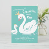 Swans Cute 1st Birthday Party Kaart (Staand voorkant)