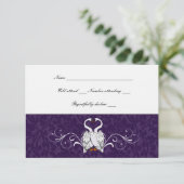 Swans Damask Paarse Brocade rsvp (Staand voorkant)