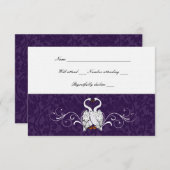 Swans Damask Paarse Brocade rsvp (Voorkant / Achterkant)