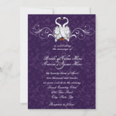 Swans Damask Wedding Invitation Kaart (Voorkant)