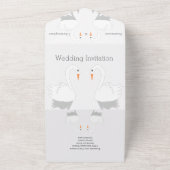 Swans Design Wedding All In One Uitnodiging (Buitenkant)