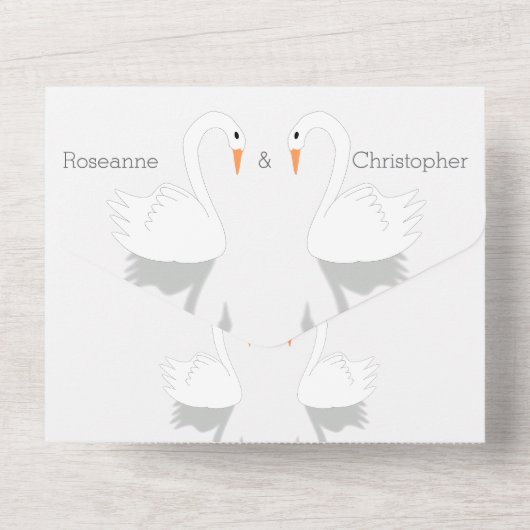 Swans Design Wedding All In One Uitnodiging (Achterkant)