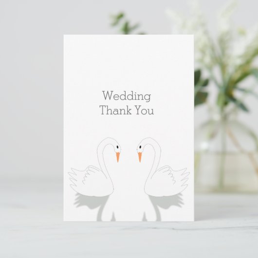 Swans Design Wedding Bedankkaart (Staand voorkant)