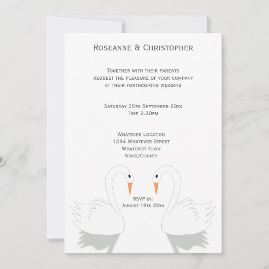 Swans Design Wedding Kaart (Voorkant)