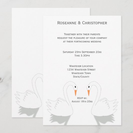 Swans Design Wedding Kaart (Voorkant / Achterkant)