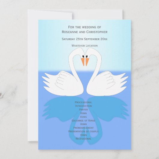 Swans Design Wedding Program (Achterkant)