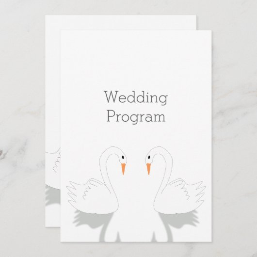 Swans Design Wedding Program (Voorkant / Achterkant)