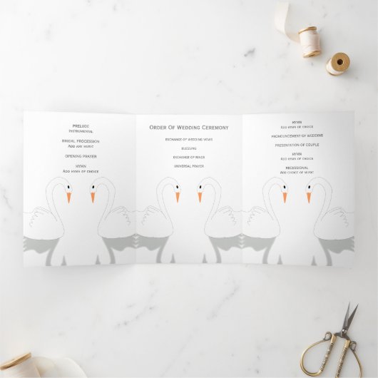 Swans Design Wedding Program Drieluik Programma (Binnen)